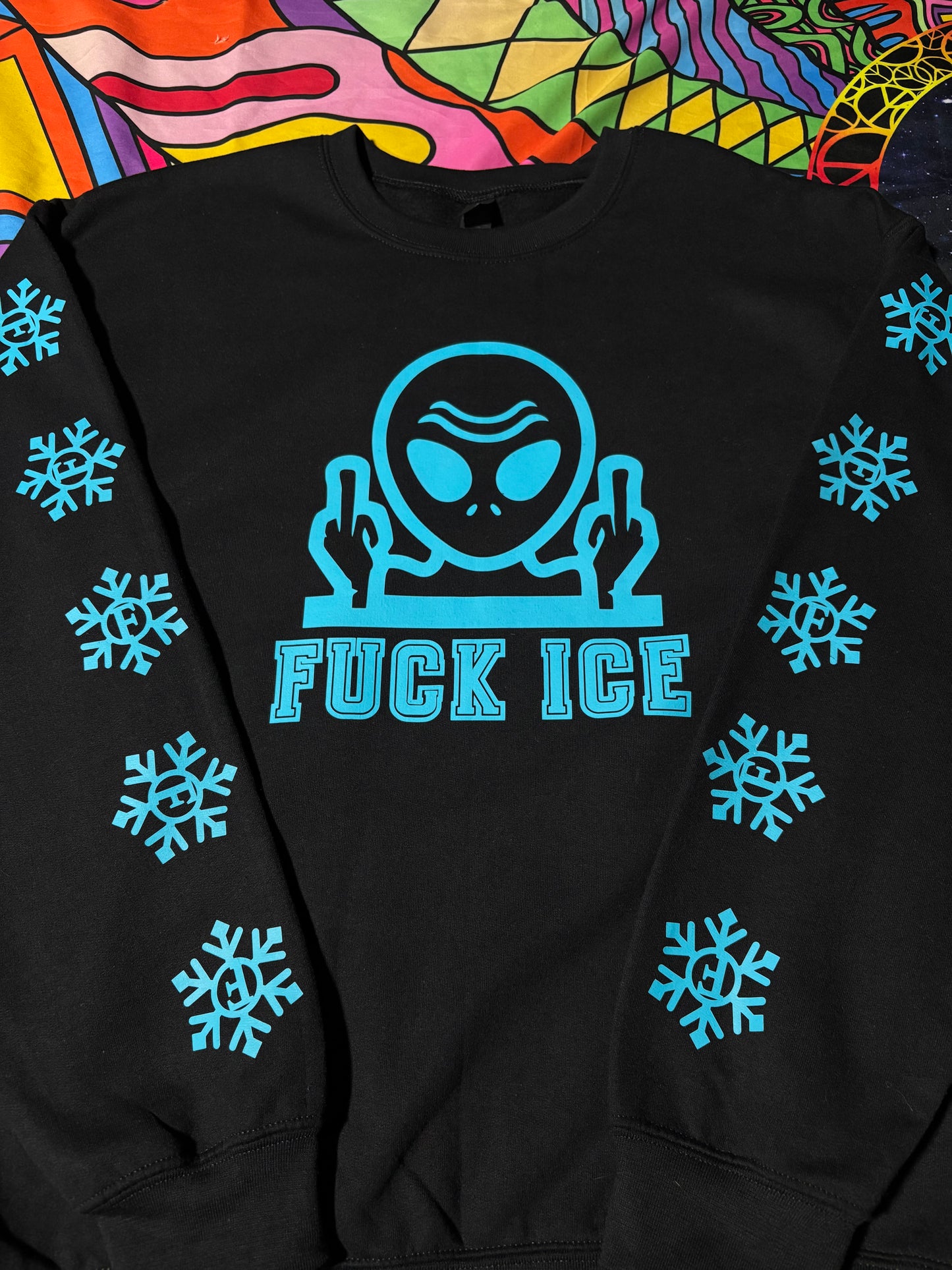 A “F*ck ICE” MellowWithMe CrewNeck Glow in the Dark