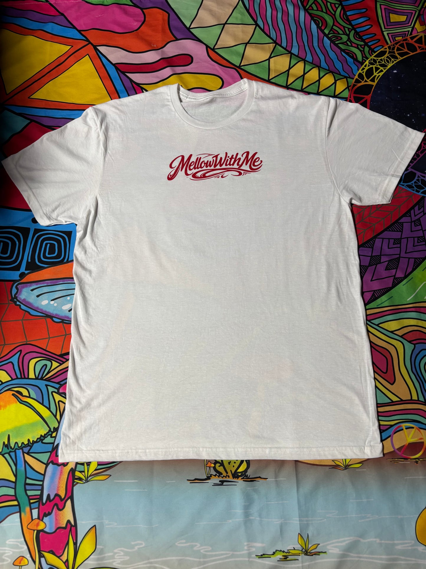 A “Mellow Motion” Tee Red Vinyl Black and White