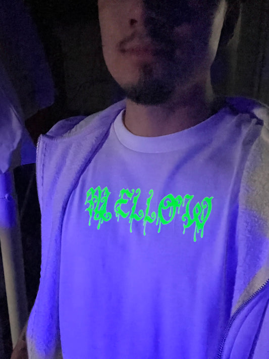 A Drip Mellow Glow in the Dark White T
