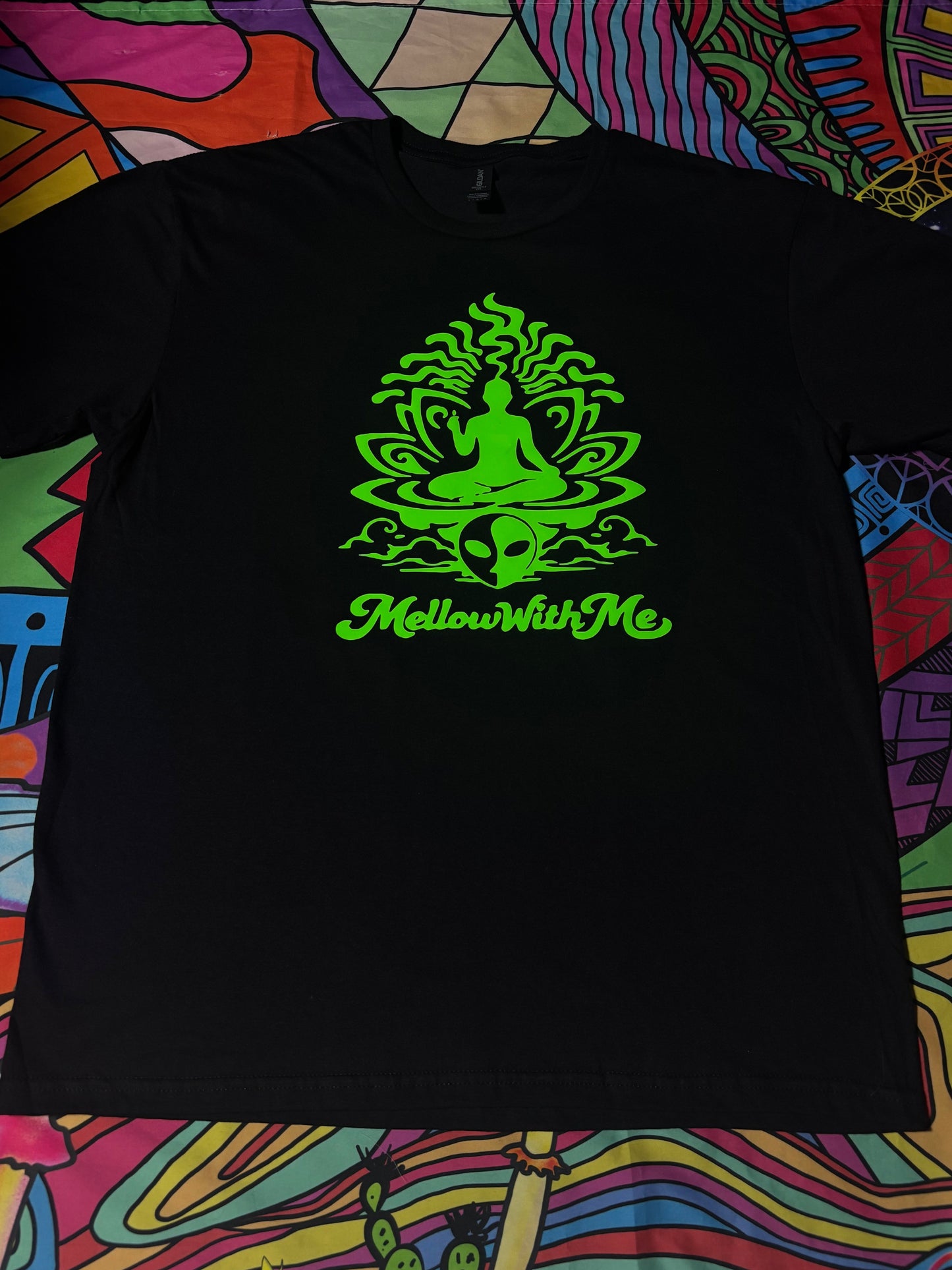 A “Mellow Meditation” Green Glow Tee