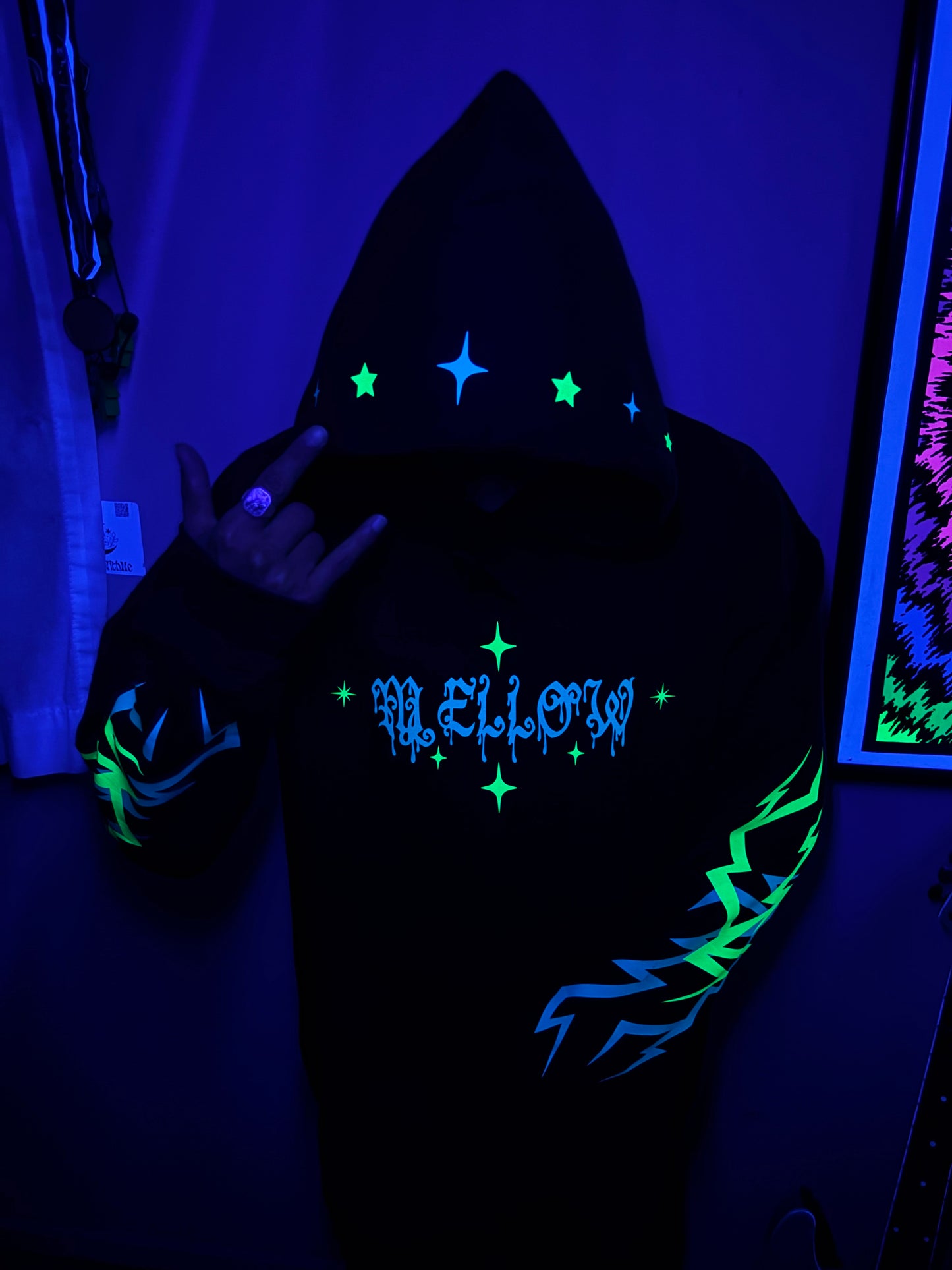 A “Astral Mellow” Glow in the Dark Hoodie